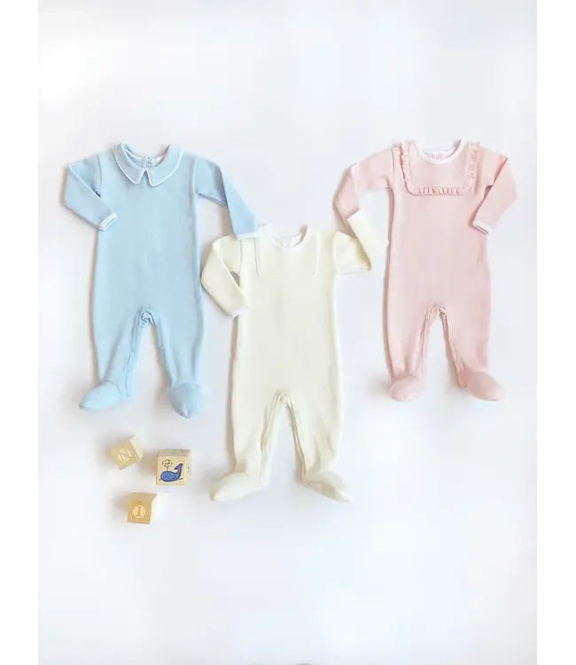 Buckhead Blue with Worth Avenue White Rock Me Romper (Ribbed)