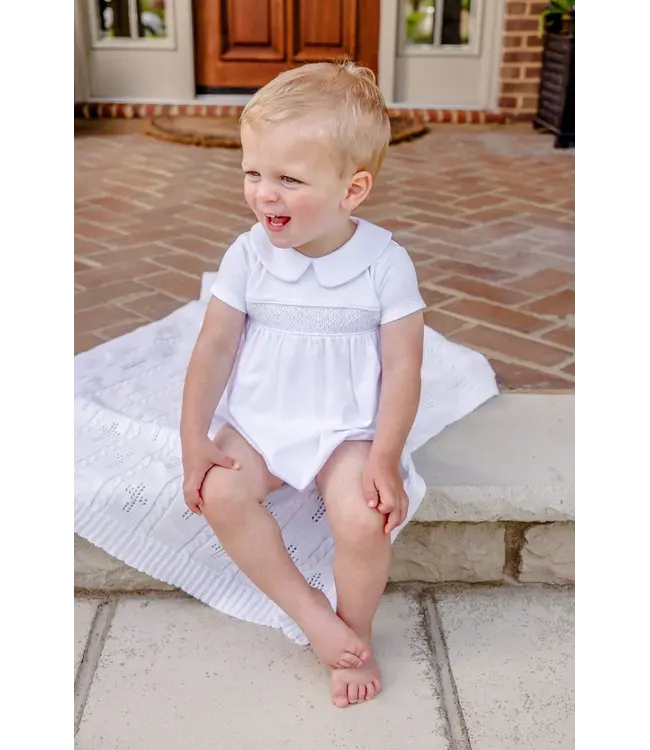 Beaufort Bonnet Bailey Pointelle Baby Blanket - Worth Avenue White with Cross