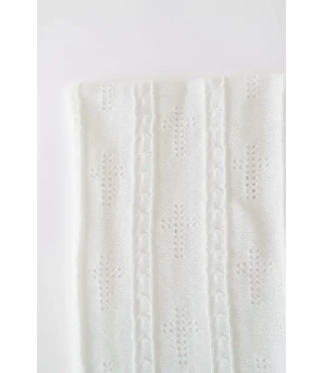 Beaufort Bonnet Bailey Pointelle Baby Blanket - Worth Avenue White with Cross