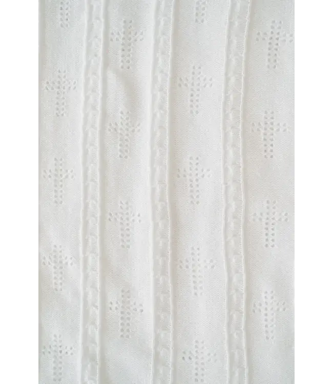 Beaufort Bonnet Bailey Pointelle Baby Blanket - Worth Avenue White with Cross