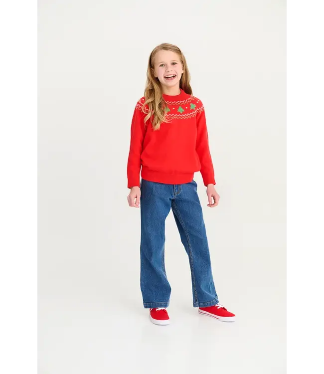 Isaac's Fair Isle Sweater - Richmond Red with Christmas Trees