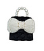 Kids Quilted Velvet Purse with Pearl Bow - Black, Pink