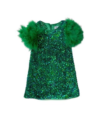 Lola & the Boys Jade Feather Party Dress