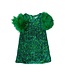 Girls Jade Green Feather Party Dress