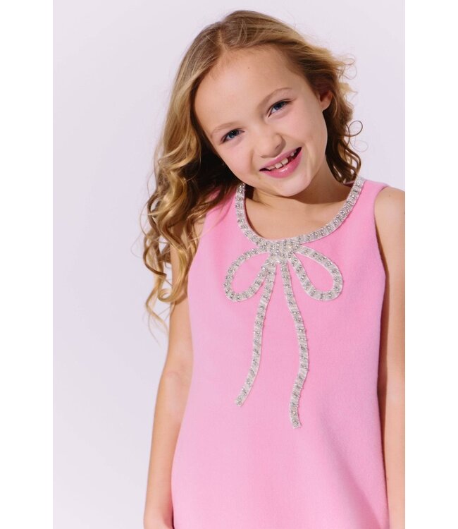 Lola and The Boys Girls Pink Velvet Bow Princess Dress