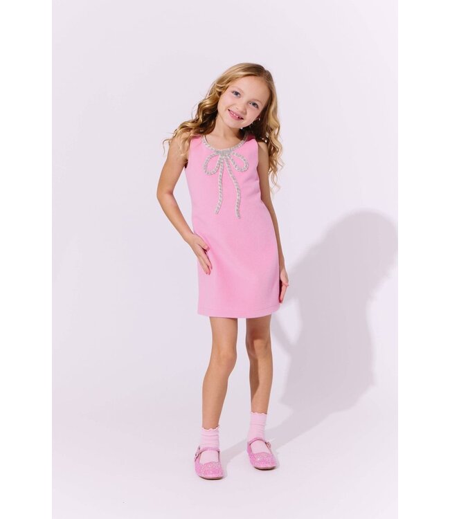 Lola and The Boys Girls Pink Velvet Bow Princess Dress