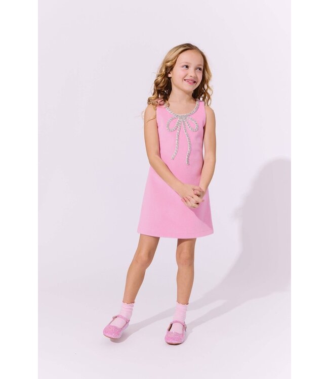 Lola and The Boys Girls Pink Velvet Bow Princess Dress