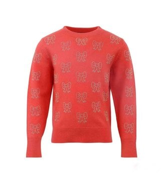 Lola & the Boys Ruby Crystal Bows Sweater