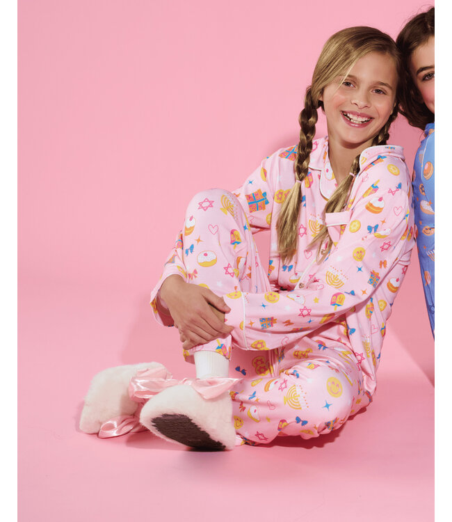 Lola and The Boys Girls Pink Hanukkah Pajama Set