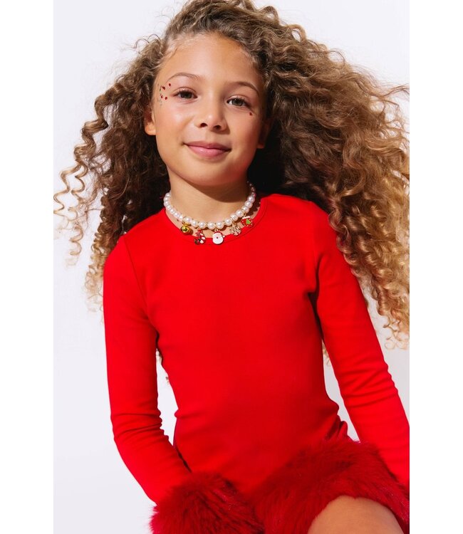 Lola and The Boys Girls Red Holly Dress