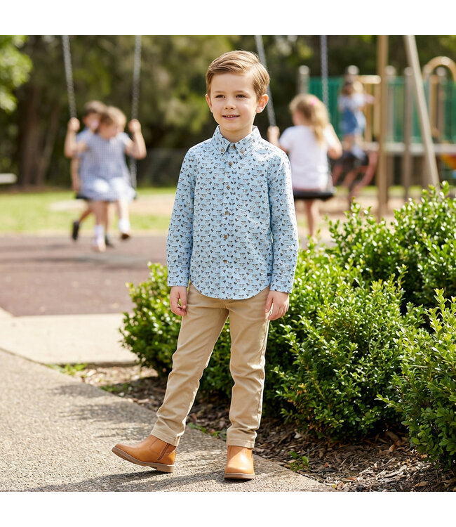 Pedal Boys Blue Dog Button Down Shirt