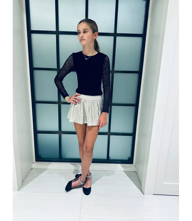 Gold Pleated Shimmer Gathered Skort