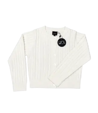 Little Olin White Braid Knit Cardigan