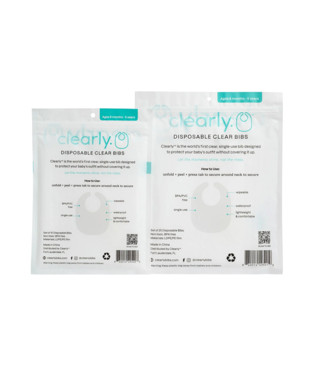 Clearly. Disposable Clear Bibs for Toddlers - 10 Pack