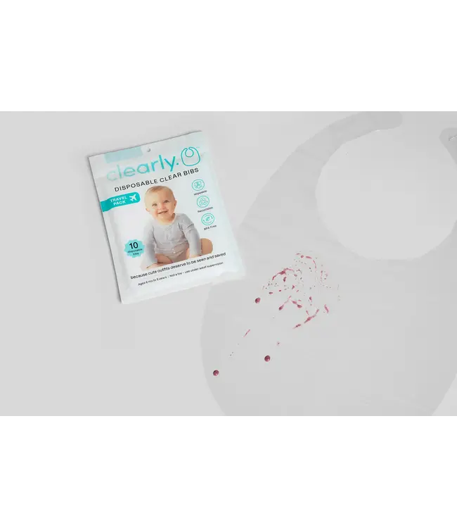 Clearly. Disposable Clear Bibs for Toddlers - 10 Pack