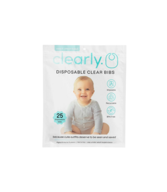 Clearly. Clearly. Disposable Clear Bibs for Toddlers - 25 Pack