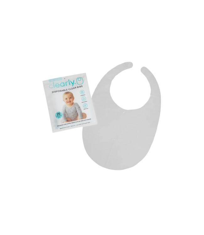 Clearly. Disposable Clear Bibs for Toddlers - 25 Pack