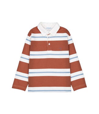 Mayoral Brick/Cream/Blue Stripe Polo