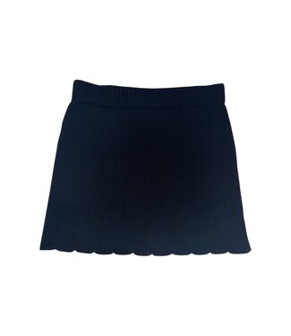Little Olin Black Flat Knit Wavy Hem Skirt