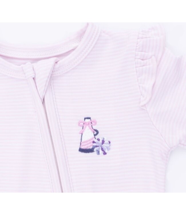 Cheer Pink Micro Stripe - Long Sleeve Tennis Bodysuit Dress