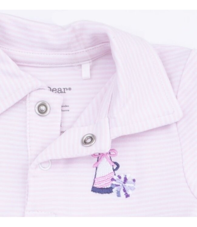 Cheer Pink Micro Stripe - Long Sleeve Tennis Bodysuit Dress