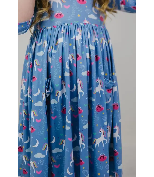 Blue Moon 3/4 Sleeve Pocket Twirl Dress