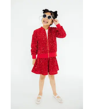 Mila & Rose Red Velvet Sequin Twirl Skort