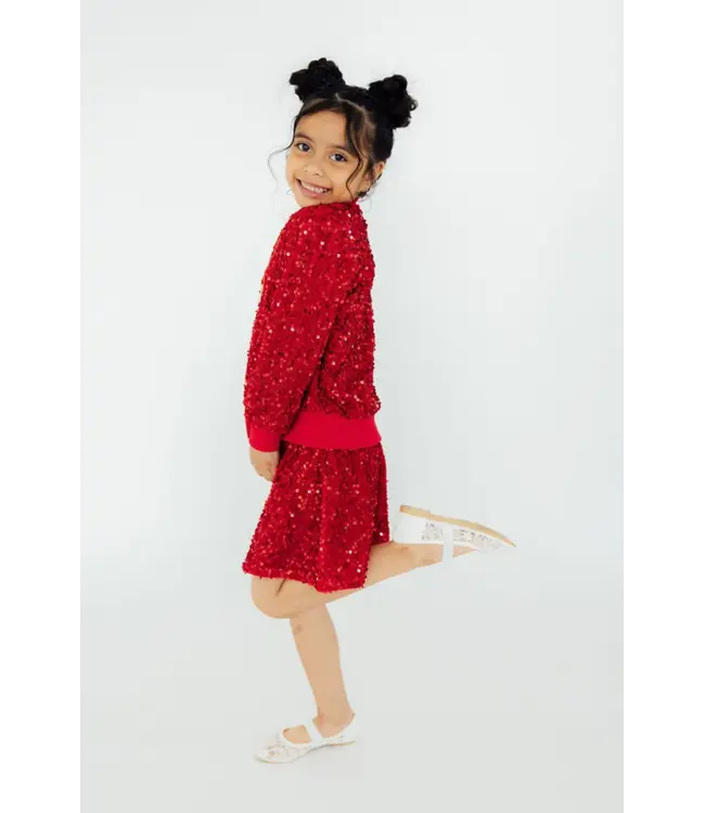 Red Velvet Sequin Twirl Skort