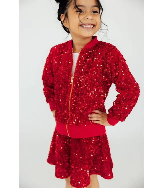 Red Velvet Sequin Twirl Skort