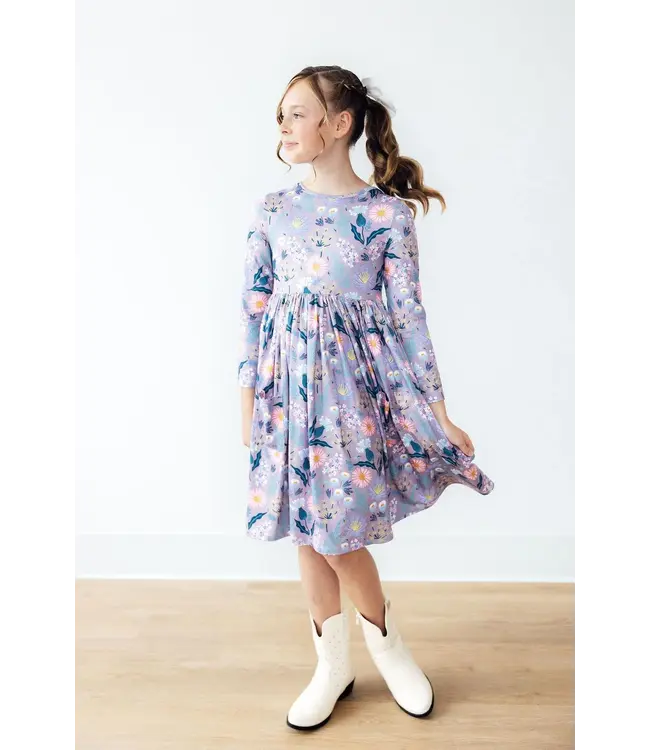 Mila & Rose Girls Honeysuckle Long Sleeve Pocket Twirl Dress