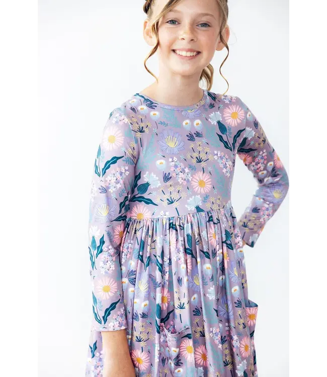 Mila & Rose Girls Honeysuckle Long Sleeve Pocket Twirl Dress