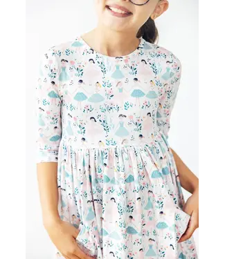 Mila & Rose Twinkle Toes 3/4 Sleeve Pocket Twirl Dress