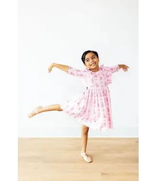 Mila & Rose Twirling En Pointe 3/4 Sleeve Ruffle Twirl Dress