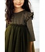 Olive Shimmer 3/4 Sleeve Tutu Dress