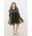 Olive Shimmer 3/4 Sleeve Tutu Dress