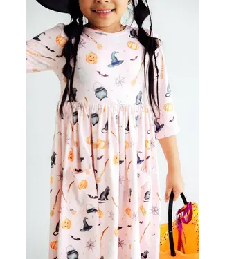 Mila & Rose Hey Boo 3/4 Sleeve Pocket Twirl Dress
