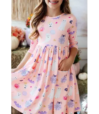 Mila & Rose Spooky Sweetheart 3/4 Sleeve Pocket Twirl Dress