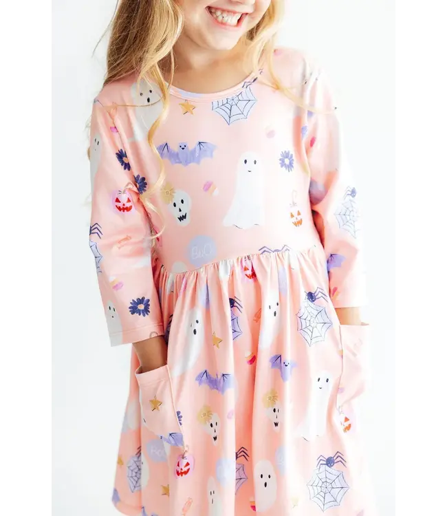 Spooky Sweetheart 3/4 Sleeve Pocket Twirl Dress