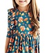 Gobble Til You Wobble 3/4 Sleeve Ruffle Twirl Dress