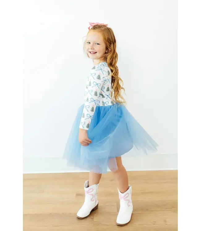 Mila & Rose Girls Coquette Christmas Long Sleeve Tutu Dress