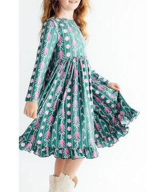 Mila & Rose Christmas Treats L/S Ruffle Hem Twirl Dress