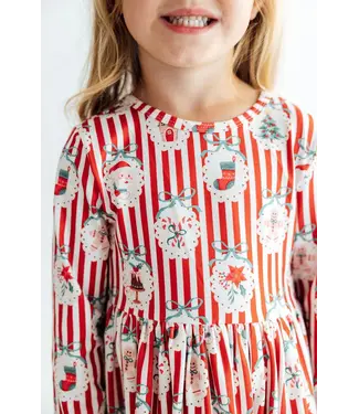 Mila & Rose Santa's Sweet Shoppe L/S Ruffle Hem Twirl Dress