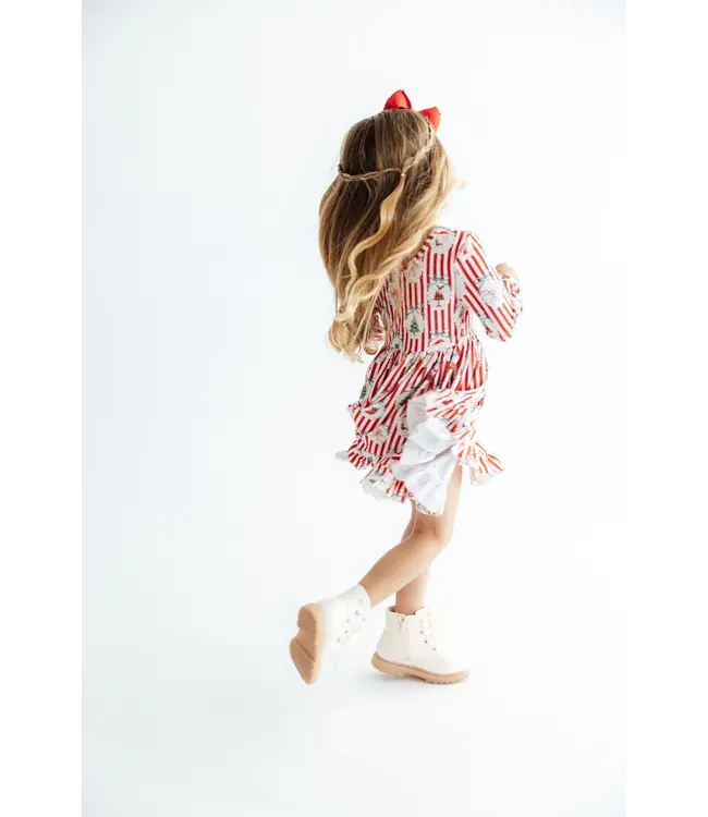 Mila & Rose Girls Santa's Sweet Shoppe Long Sleeve Ruffle Hem Twirl Dress