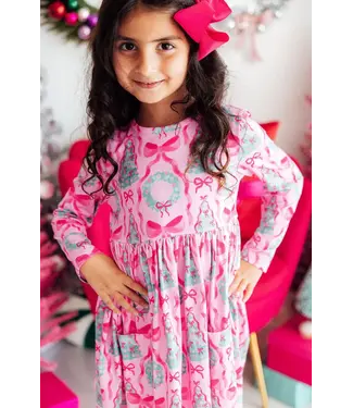 Mila & Rose Jingle Bows L/S Pocket Twirl Dress