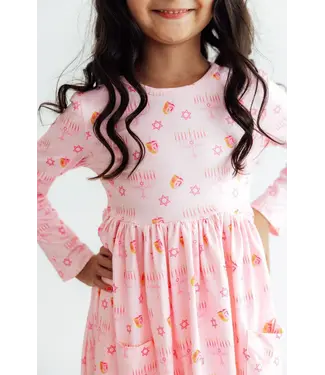 Mila & Rose Pink Dreidel Darling L/S Pocket Twirl Dress