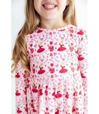 Mila & Rose Candy Cane Ballet L/S Ruffle Hem Twirl Dress