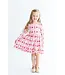 Mila & Rose Girls Candy Cane Ballet Long Sleeve Ruffle Hem Twirl Dress