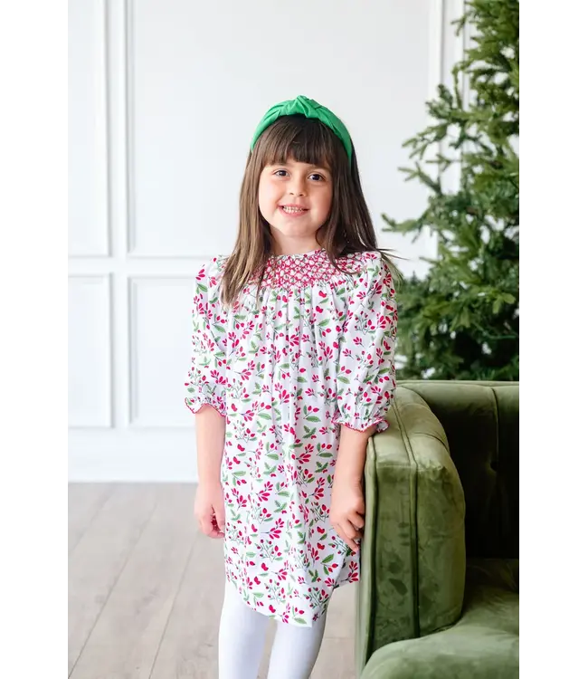 Ruth and Ralph Girls Smocked Holly Helen Dress