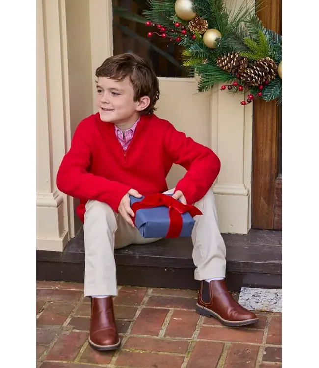 Red Quarter Zip Sweater