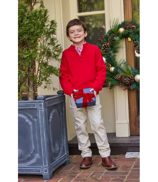 Red Quarter Zip Sweater